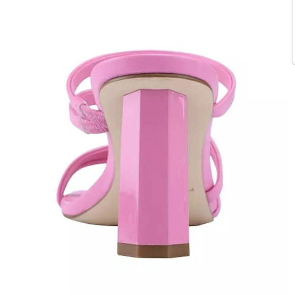 Marc Fisher Square Toe Slip On Pink Patent Leather Octagon Heel Strappy Pumps - Picture 10 of 12